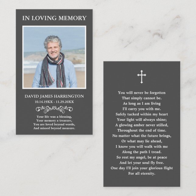 Classic Memorial Photo Funeral Card (Front/Back)