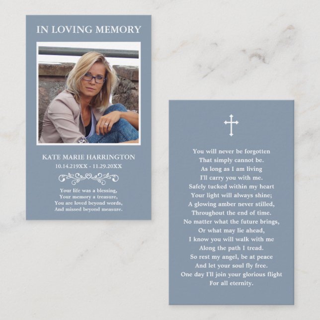 Classic Memorial Photo Funeral Card (Front/Back)