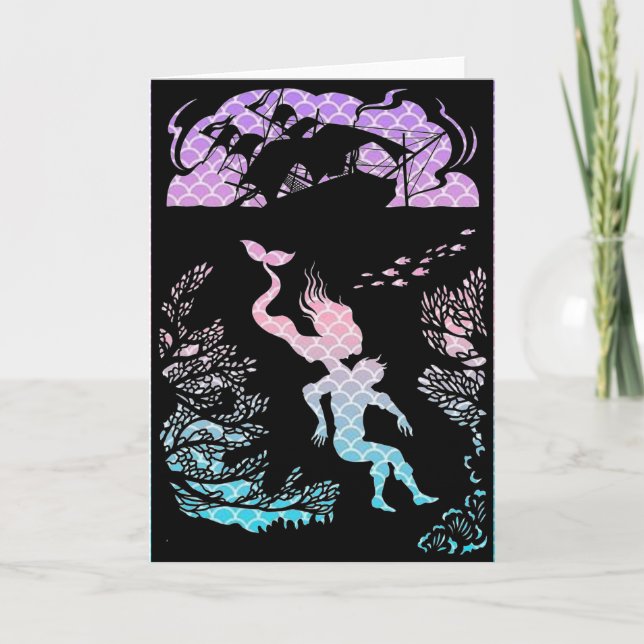 Classic Mermaid Fairy Tale.  Blank Card (Front)