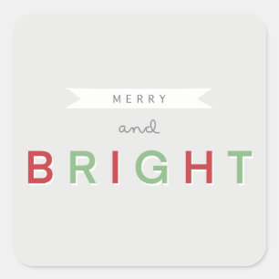Classic Merry And Bright Square Sticker