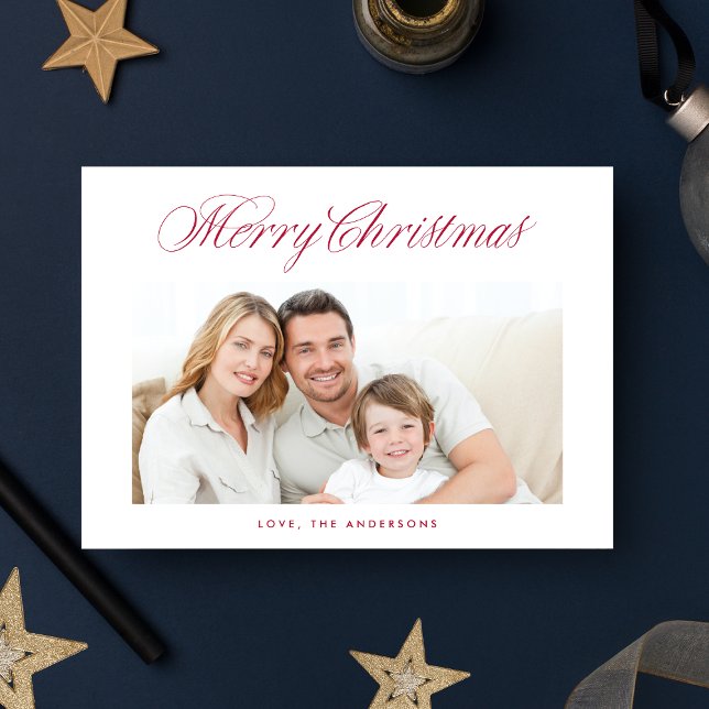 Classic Merry Christmas Calligraphy Lettering Holiday Card (Creator Uploaded)