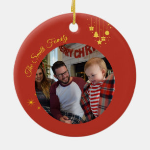 Classic Merry Christmas Ceramic Ornament