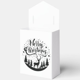 Classic Merry Christmas Deer and Tree Design Art Favour Box