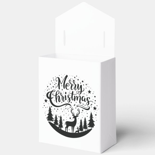 Classic Merry Christmas Deer and Tree Design Art Favour Box (Open)