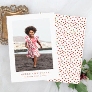 Classic Merry Christmas Dot Print Photo Card