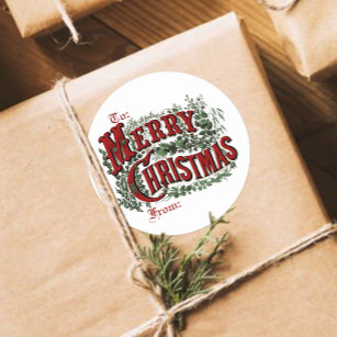 Classic Merry Christmas Gift Tag Stickers
