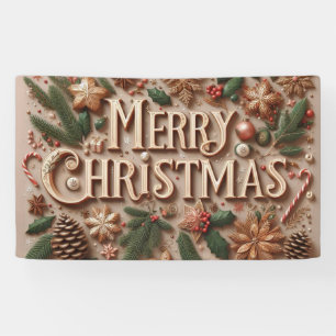 Classic Merry Christmas greenery  Banner