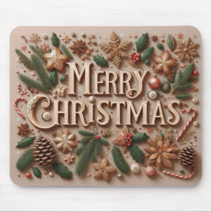 Classic Merry Christmas greenery  Mouse Pad