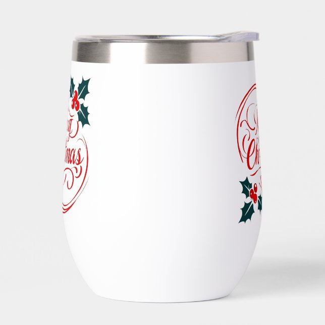 Classic Merry Christmas Holly Berry Holiday Art (Left)