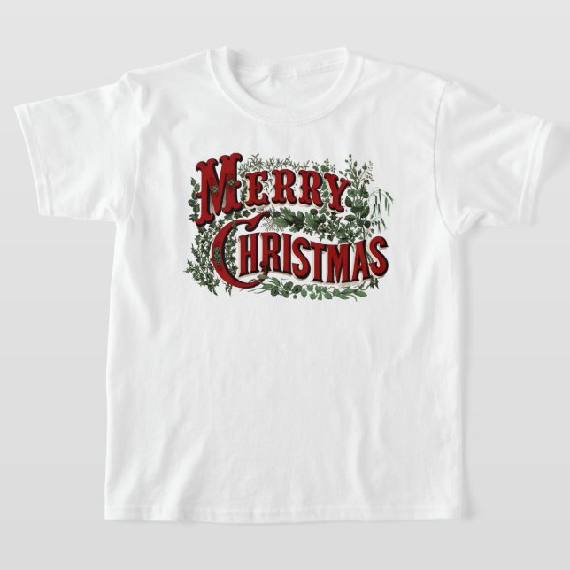 Classic "Merry Christmas" Kids T-Shirt (Laydown)