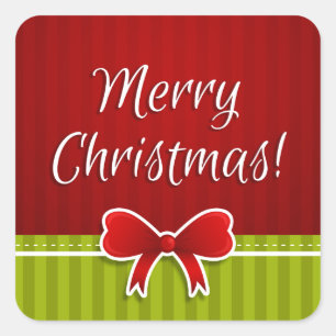 Classic Merry Christmas Red Green Design Square Sticker
