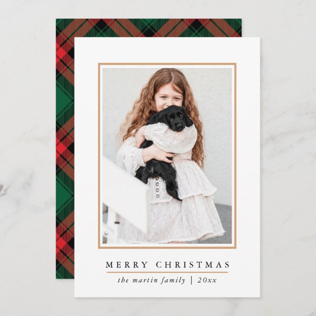 Classic Merry Christmas Red Plaid Print Holiday Ca (Front/Back)