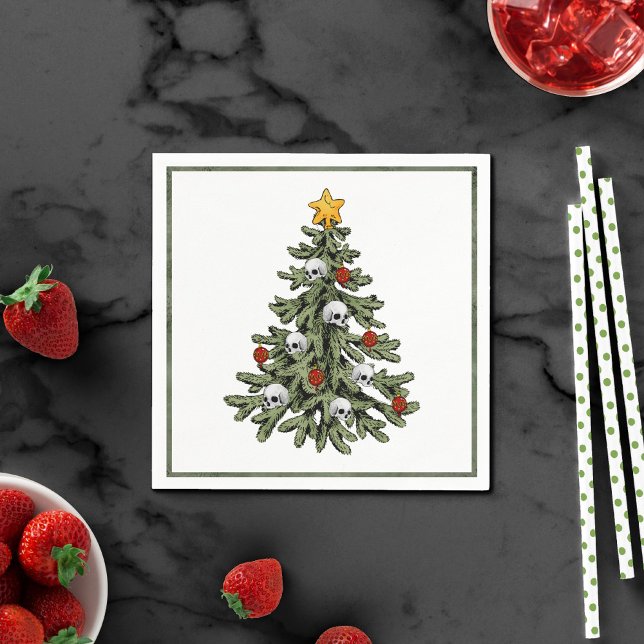 Classic Merry Christmas | Rich Crimson Red Tree Napkin (Creator Uploaded)