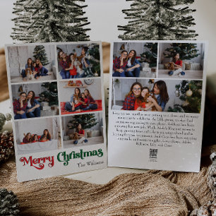 Classic Merry Christmas Vertical Nine Photo Holiday Card