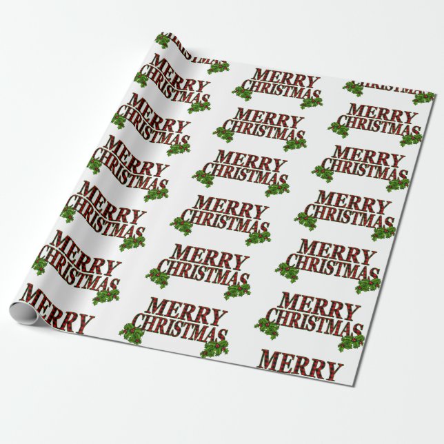 Classic Merry Christmas Wrapping Paper (Unrolled)