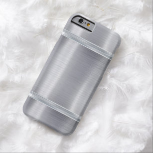 Classic Metal Steel Gloss Metallic Silver Grey Barely There iPhone 6 Case