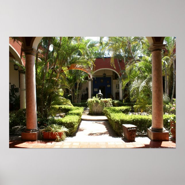 Classic Mexican Courtyard in San Blas Nayarit Poster (Front)