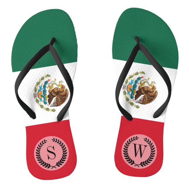 Classic Mexican Flag Thongs (Footbed)