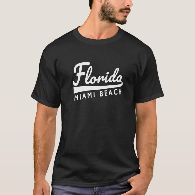 Classic Miami Beach Fl Styled Throwback Miami Beac T-Shirt (Front)
