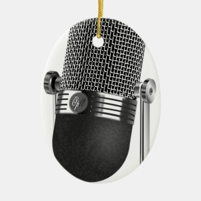 Classic Microphone Ceramic Tree Decoration (Front)