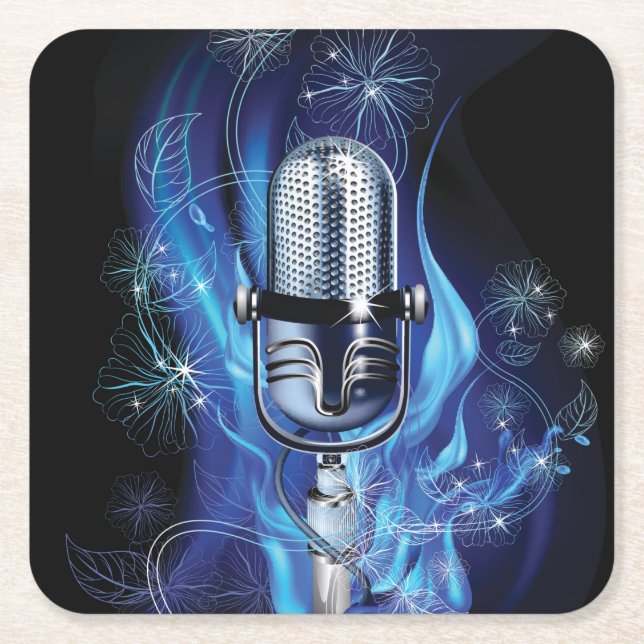 Classic Microphone Square Paper Coaster (Front)