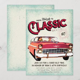 Classic Mid Century Car Vintage 60th Birthday Invitation