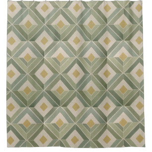 Classic Mid-Century Geometric Diamond Shower Curtain