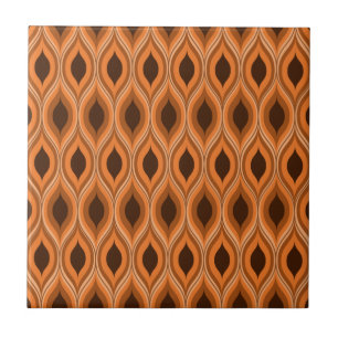 Classic mid century orange and brown ogee pattern ceramic tile
