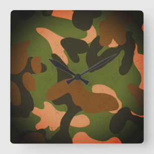 Classic Military Camo Pattern Square Wall Clock