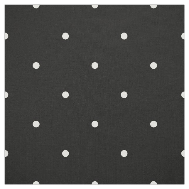 Classic Mini Vanilla & Black Polka Dots Pattern Fabric (Swatch)