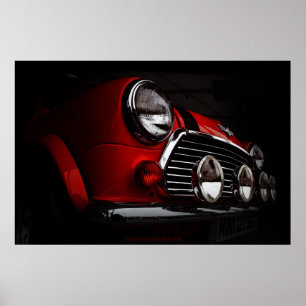 Classic Mini with rally lights Poster
