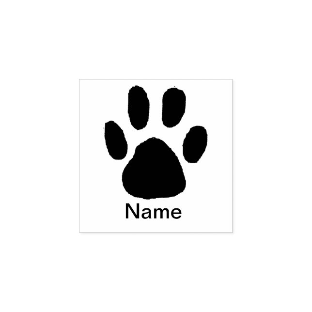 Classic Minimal Animal Paw Print Name Rubber Stamp (Imprint)