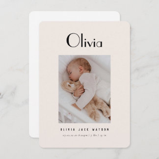 Classic Minimal Baby Birth Announcement