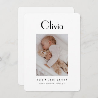 Classic Minimal Baby Birth Announcement