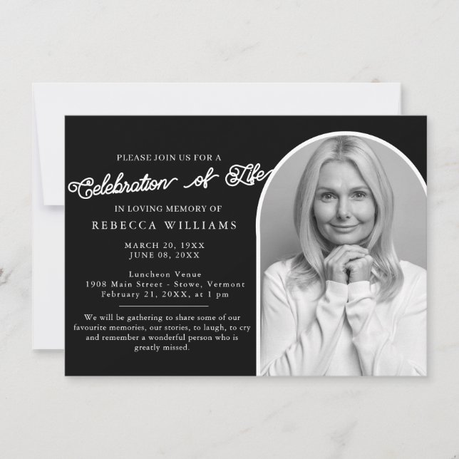 Classic Minimal Celebration of Life Invitations (Front)