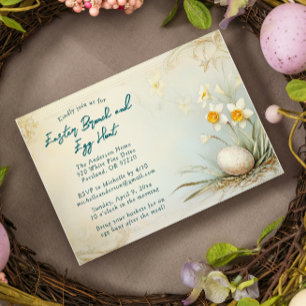 Classic Minimal Easter Brunch and egg hunt Invitation