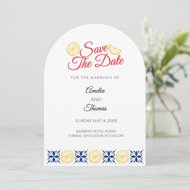 Classic minimal italian save the dates  invitation (Standing Front)