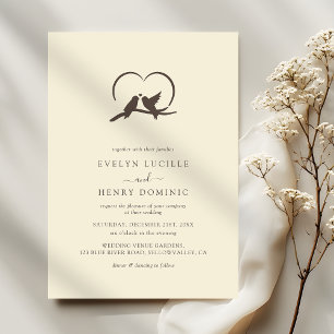 Classic Minimal Lovely birds Romantic Wedding Invitation