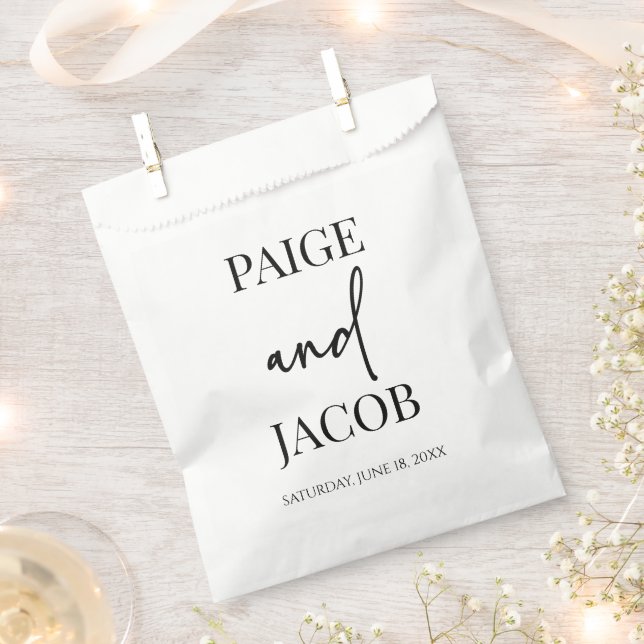 Classic Minimal Minimalist Custom Names Wedding Favour Bag (Clipped)