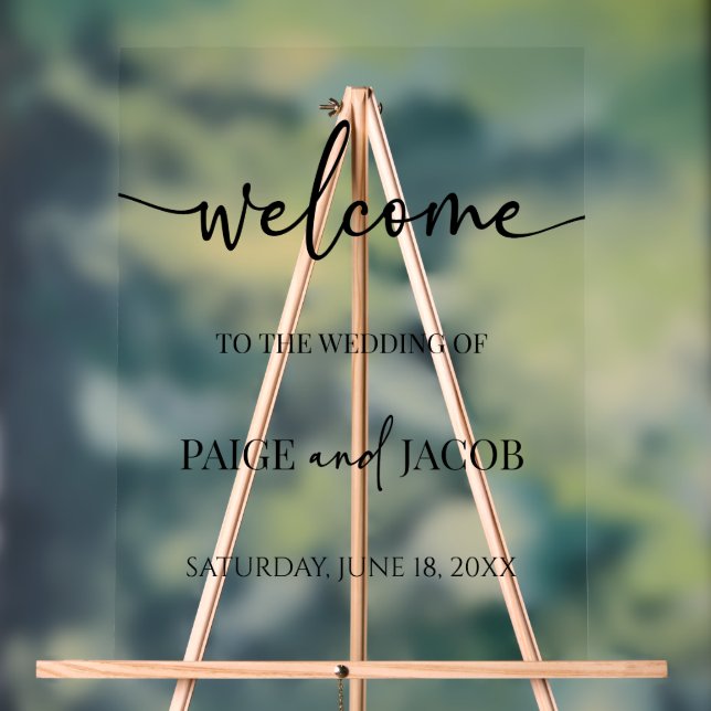 Classic Minimal Minimalist Wedding Welcome Acrylic Sign (Neutral)