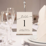 Classic Minimal Modern Script Wedding Table Number<br><div class="desc">Classic Minimal Modern Script Wedding Table Number Sign to create a fun modern table setting for a classic wedding. Personalise it on the front and back.</div>