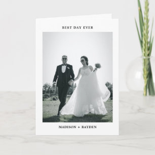 Classic Minimal Photo Wedding Folded Thank You Card