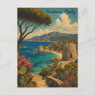 Classic Minimal Sardinia Italy Vintage Travel  Postcard