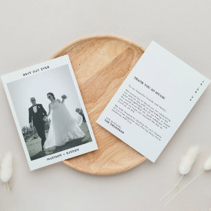 Classic Minimal Typography Photo Wedding Thank You Card