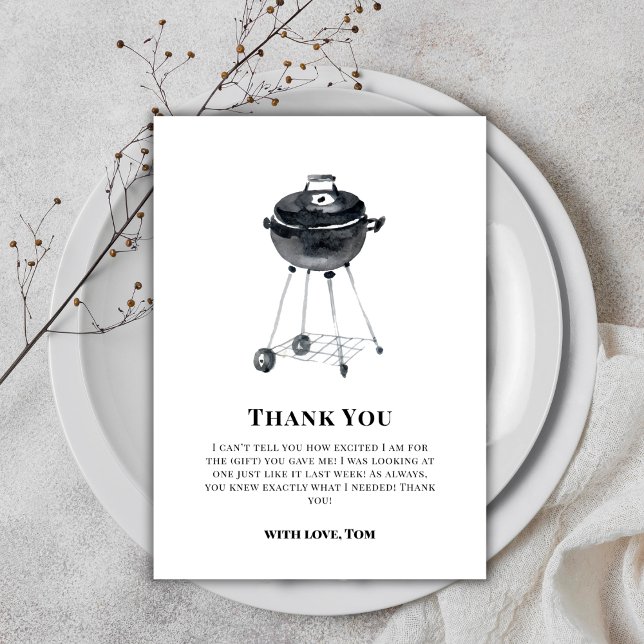 Classic Minimalist BBQ Grill Baby Shower  Thank You Card (Classic Minimalist BBQ Grill Baby Shower Thank You Card)
