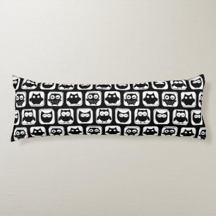 Classic Minimalist Black and white Owls Body Cushion