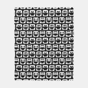 Classic Minimalist Black and white Owls Fleece Blanket