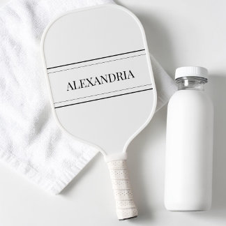 Classic Minimalist Black and White Stripe Simple Pickleball Paddle