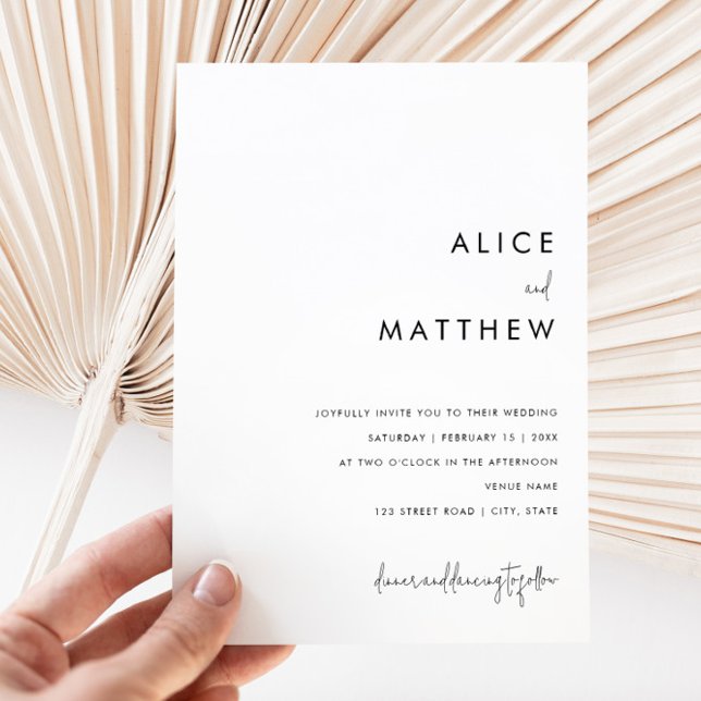 Classic Minimalist Black and White Wedding Invitation (Creator Uploaded)