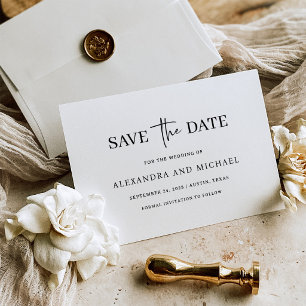 Classic Minimalist Black and White Wedding Save The Date
